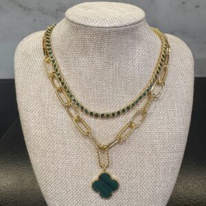 Green Clover Pendant Necklace